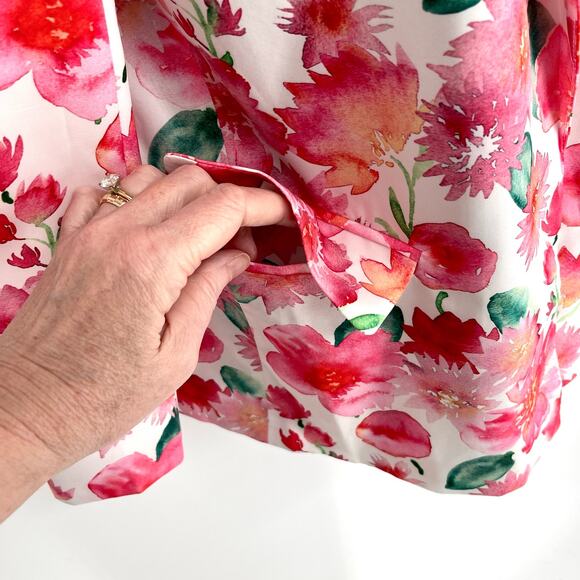 Staccato Callie Open Front Floral Blazer SZ S Pink Peach Green White Lined - Picture 5 of 11